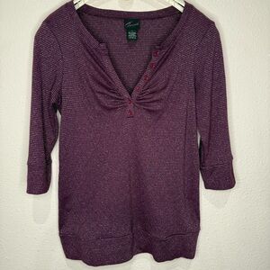 Torrid 3/4 Sleeve Bodycon Pullover V-neck Purple & Silver Women’s Size 1 (1X)